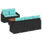 Preview: Gartensofa-set mit Kissen 6 pcs Schwarz Poly-Rattan