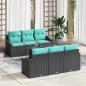 Preview: ARDEBO.de - Gartensofa-set mit Kissen 7 pcs Schwarz Poly-Rattan