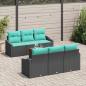Preview: Gartensofa-set mit Kissen 7 pcs Schwarz Poly-Rattan