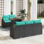 Preview: ARDEBO.de - Garten Essgruppe mit Kissen 6 pcs Schwarz und Teal