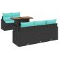 Preview: Garten Essgruppe mit Kissen 6 pcs Schwarz und Teal
