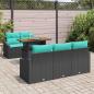Preview: Garten Essgruppe mit Kissen 6 pcs Schwarz und Teal