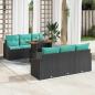 Preview: ARDEBO.de - Garten Essgruppe mit Kissen 7 pcs Schwarz und Teal