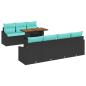 Preview: Garten Essgruppe mit Kissen 8 pcs Schwarz und Teal