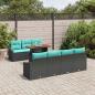 Preview: Garten Essgruppe mit Kissen 8 pcs Schwarz und Teal