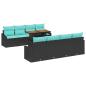 Preview: Garten-Sofa-Set mit Kissen 9 pcs Schwarz und Teal