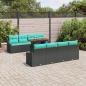 Preview: Garten-Sofa-Set mit Kissen 9 pcs Schwarz und Teal