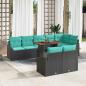 Preview: ARDEBO.de - Garten Essgruppe mit Kissen 9 pcs Schwarz und Teal