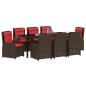 Preview: Garten Essgruppe 9 Stk. Braun Poly Rattan