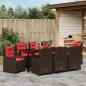 Preview: Garten Essgruppe 9 Stk. Braun Poly Rattan