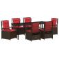 Preview: Garten Essgruppe 7 Stk. Braun Poly-Rattan