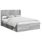 Preview: Bettgestell mit Stauraum und Kopfteil Grau Sonoma 135 x 190 cm