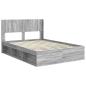 Preview: Bettgestell mit Stauraum und Kopfteil Grau Sonoma 135 x 190 cm