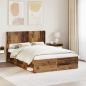 Preview: ARDEBO.de - Bettgestell mit Stauraum und Kopfteil Altholz 135 x 190 cm
