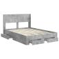 Preview: Bettgestell mit Stauraum und Kopfteil Betongrau 135 x 190 cm