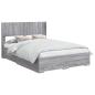 Preview: Bettgestell mit Stauraum und Kopfteil Grau Sonoma 135 x 190 cm