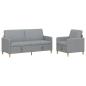 Preview: Sofa Set mit Stauraum 2-tlg. Hellgrau Polyester