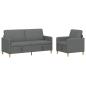Preview: Sofa Set mit Stauraum 2 stk. Dunkelgrau Polyester
