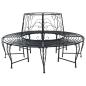 Preview: ARDEBO.de - Baumbank 8 -Sitzer Ø 160 x 89 cm steel Schwarz Rund