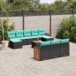 Preview: ARDEBO.de - 11-teiliges Gartensofa-Set mit Kissen, schwarzes Polyrattan