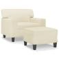 Preview: Sessel mit Hocker Creme 60 cm Kunstleder