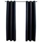 Preview: ARDEBO.de - Verdunkelungsvorhänge mit Ringen 2 Stk. Schwarz 97x213 cm Stoff