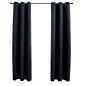 Preview: Verdunkelungsvorhänge mit Ringen 2 Stk. Schwarz 97x213 cm Stoff