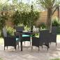 Preview: ARDEBO.de - Tisch- und Stuhlset 5 pcs Schwarz PE-Rattan