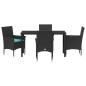 Preview: Tisch- und Stuhlset 5 pcs Schwarz PE-Rattan