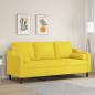 Preview: ARDEBO.de - 3-Sitzer-Sofa mit Zierkissen Hellgelb 180 cm Stoff