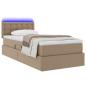 Preview: Bett mit Stauraum und LED Cappuccino 90 x 190 cm Kunstleder
