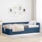 Preview: ARDEBO.de - Eckbettgestell mit Matratze 2 stk. Blau 90 x 190 cm Stoff