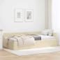 Preview: ARDEBO.de - Eckbettgestell mit Kopfteil Creme 90 cm x 190 cm Stoff