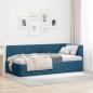 Preview: ARDEBO.de - Eckbettgestell mit Kopfteil Blau 90 cm x 190 cm Samt