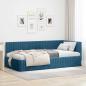 Preview: ARDEBO.de - Eckbettgestell mit Kopfteil Blau 100 cm x 200 cm Samt
