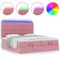 Preview: Ottoman-Bett mit Matratzen & LEDs Rosa 200x200 cm Samt