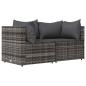 Preview: 3-tlg. Garten-Lounge-Set mit Kissen Grau Poly Rattan