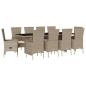 Preview: 11-tlg. Garten-Essgruppe mit Kissen Beige Poly Rattan