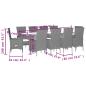 Preview: 11-tlg. Garten-Essgruppe mit Kissen Beige Poly Rattan