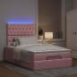 Preview: Ottoman-Bett mit Matratzen & LEDs Rosa 120x200 cm Samt