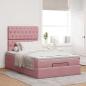 Preview: Ottoman-Bett mit Matratzen & LEDs Rosa 120x200 cm Samt