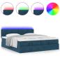 Preview: Ottoman-Bett mit Matratzen & LEDs Dunkelblau 160x200 cm Samt