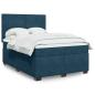 Preview: ARDEBO.de - Boxspringbett mit Matratze Blau 160x200 cm Samt