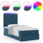 Preview: Ottoman-Bett mit Matratzen & LEDs Dunkelblau 80x200 cm Samt