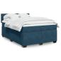Preview: ARDEBO.de - Boxspringbett mit Matratze Blau 160x200 cm Samt