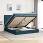 Preview: ARDEBO.de - Ottoman-Bett mit Matratzen & LEDs Dunkelblau 160x200 cm Samt