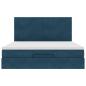 Preview: Ottoman-Bett mit Matratzen & LEDs Dunkelblau 160x200 cm Samt