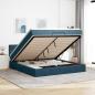 Preview: ARDEBO.de - Ottoman-Bett mit Matratze & LEDs Dunkelblau 160x200 cm Samt