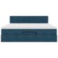 Preview: Ottoman-Bett mit Matratze & LEDs Dunkelblau 160x200 cm Samt