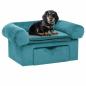 Preview: ARDEBO.de - Hundesofa mit Speicher Türkis 75 x 50 x 38cm Plüsch